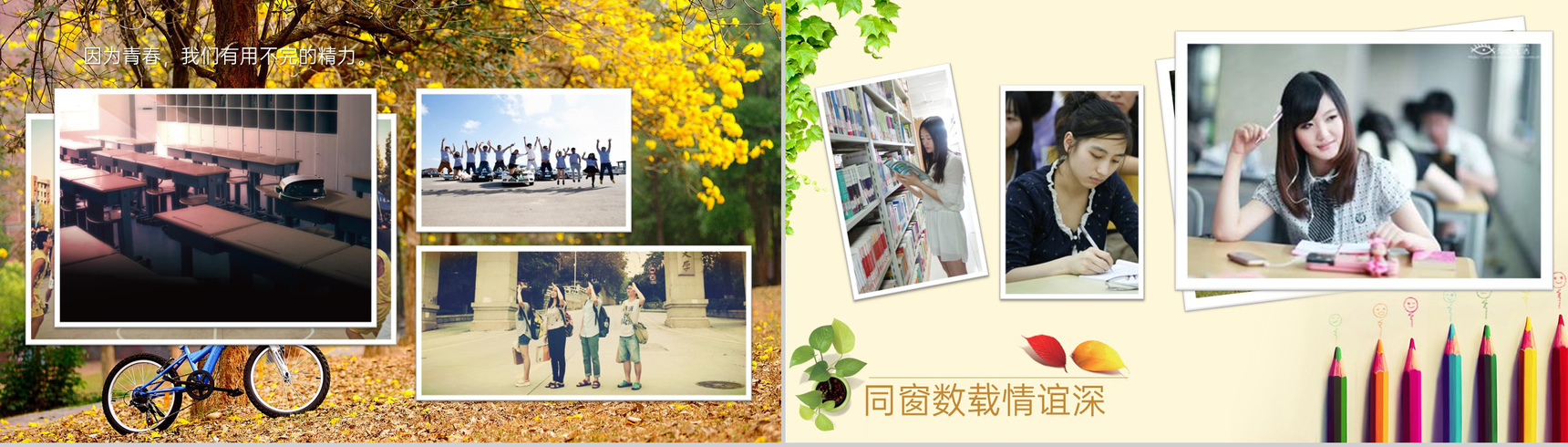 绿色精致风同学聚会校园回忆电子纪念相册PPT模板-5