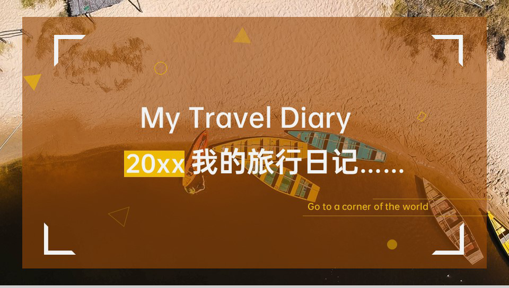 黄褐色文艺复古风我的旅行日记旅行的意义PPT模板-1