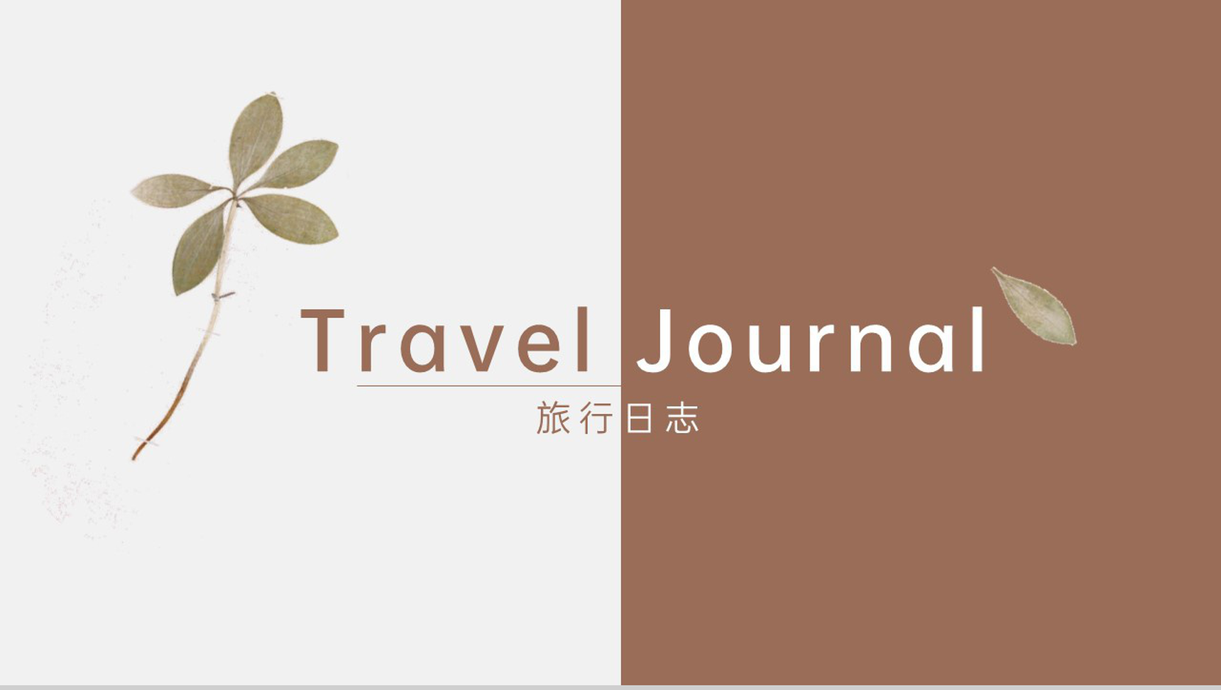 棕色小清新欧美风旅行的日志旅游纪念册PPT模板-1