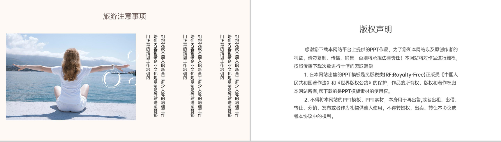 褐色简约小清新风一起去旅行旅游注意事项PPT模板-6