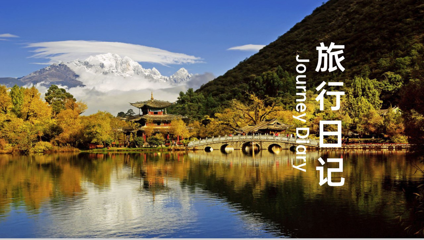 蓝色简约文艺风毕业旅行日记旅行纪念相册PPT模板