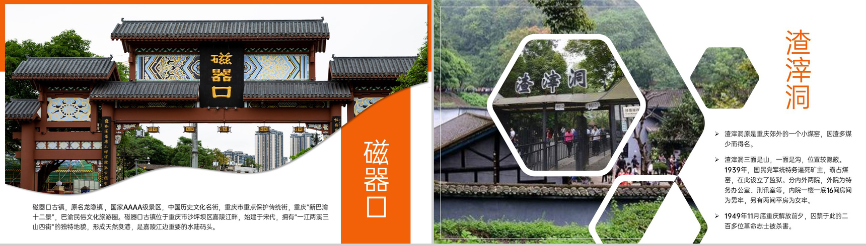 蓝橙撞色天府之国魅力重庆城市简介旅游攻略PPT模板-8
