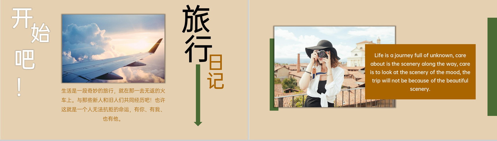 茶色简约风假日旅行纪念册旅行的意义PPT模板-2