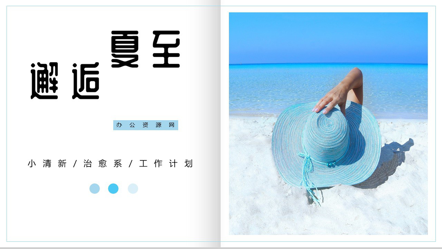 小清新邂逅夏至工作计划总结PPT模板-1