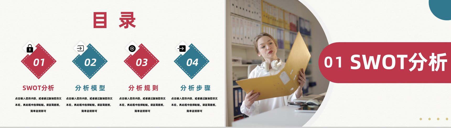 企业市场分析公司SWOT案例战略分析PPT模板-2