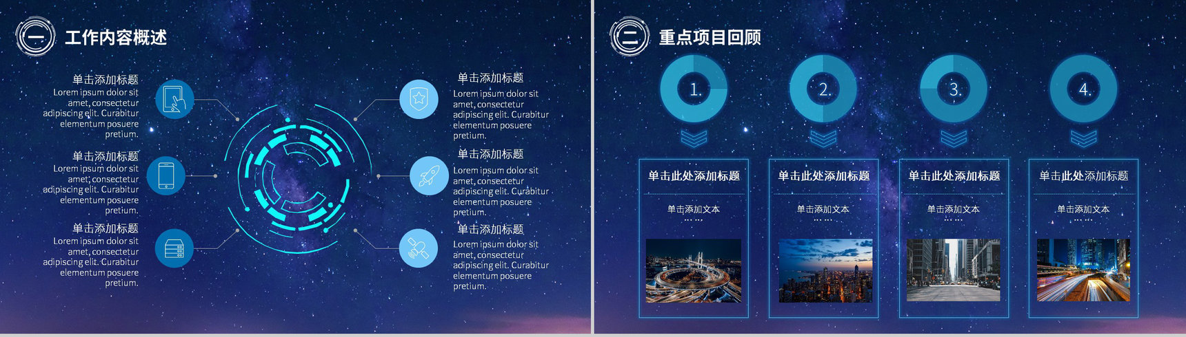 大气唯美蓝色星空企业年中总结员工述职汇报通用PPT模板-3