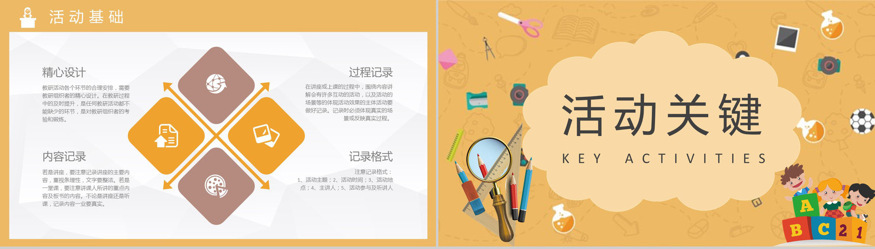 校园教育工作计划教师教学讲课实践总结教研活动记录PPT模板-4
