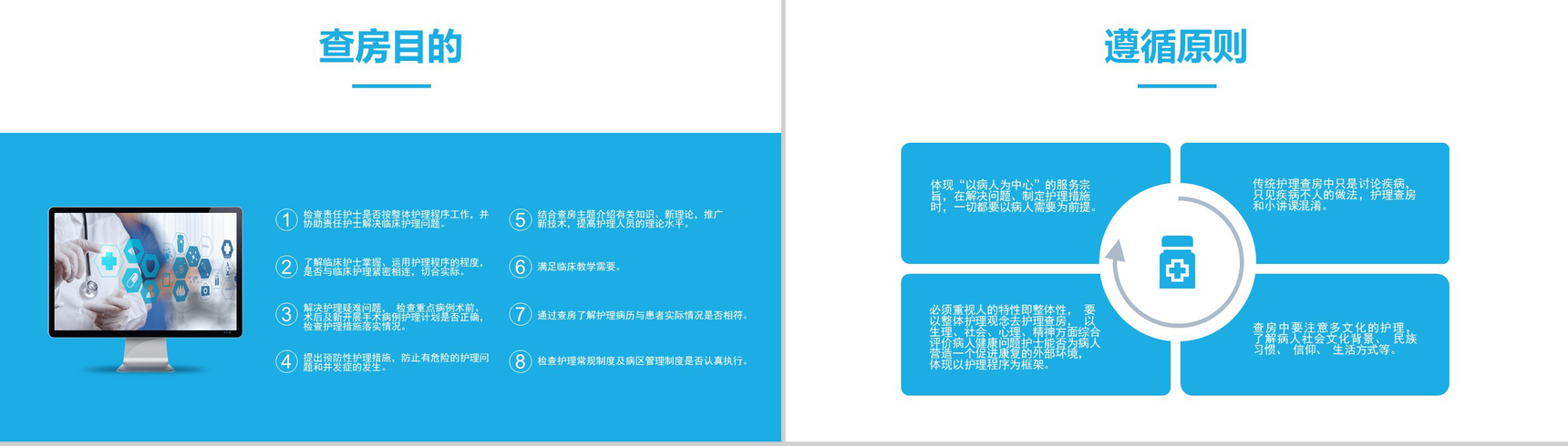 蓝色简约医疗护理查房PPT模板-3