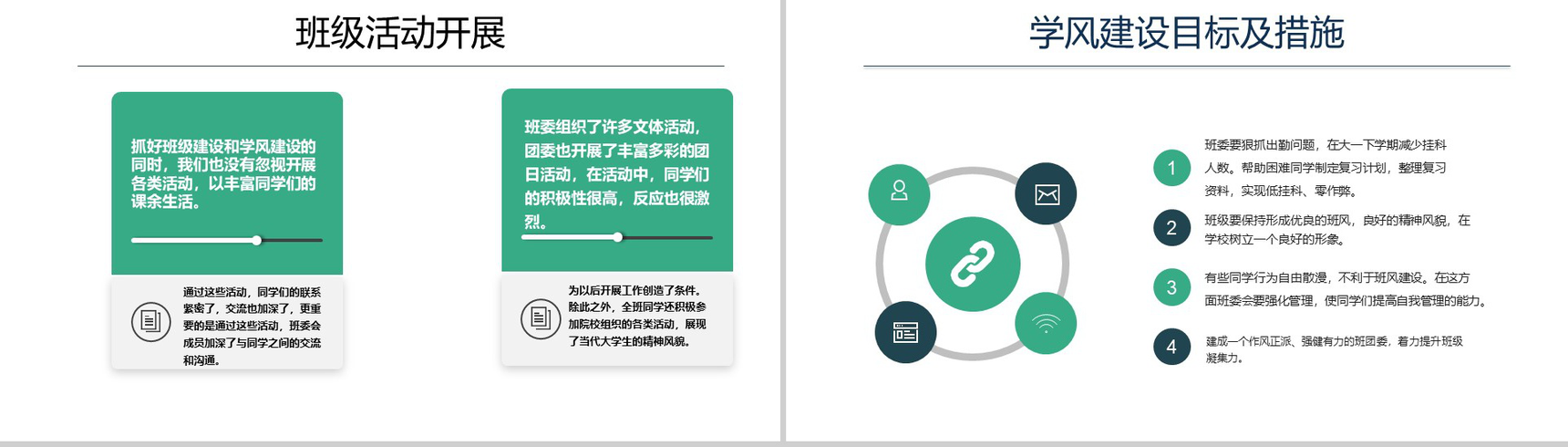大学班长工作总结暨大学生大一学期末总结PPT模板-5