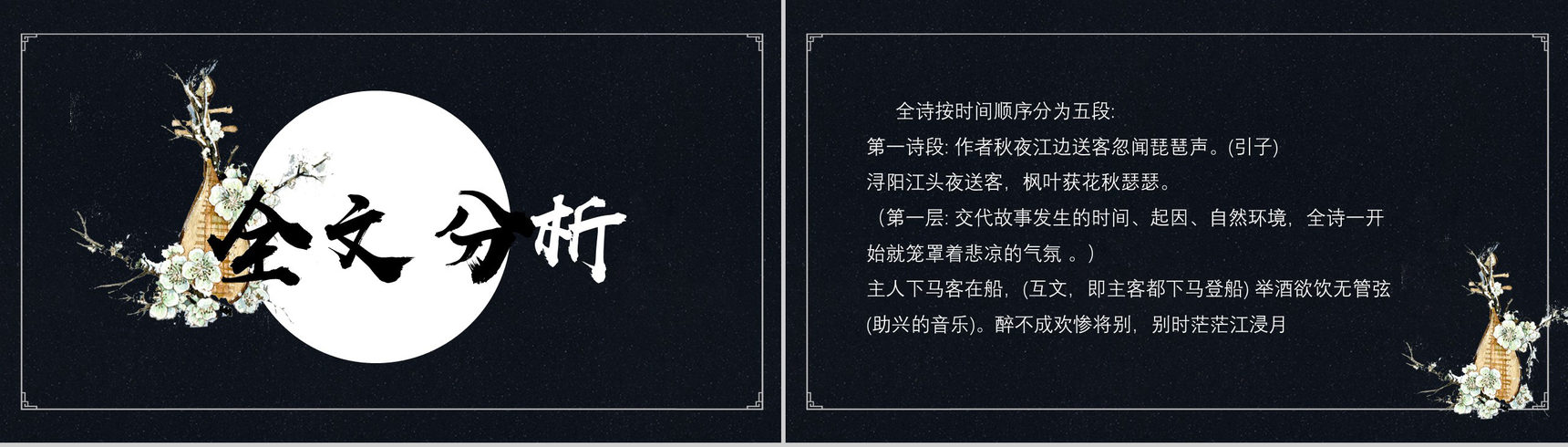 黑色唯美琵琶行并序语文教育PPT模板-8