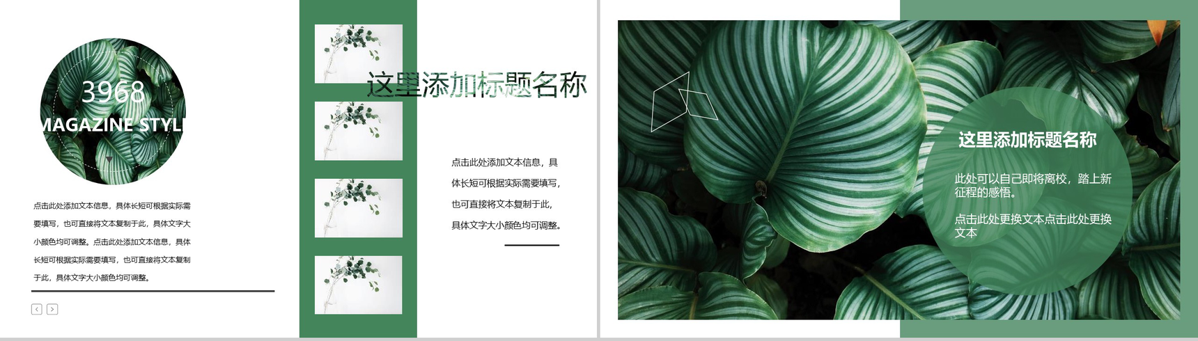 2020绿叶森系文艺工作总结PPT模板-8