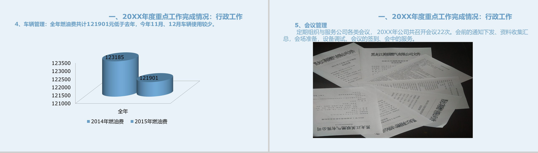 蓝色简约某燃气公司行政部年度工作总结PPT模板-8