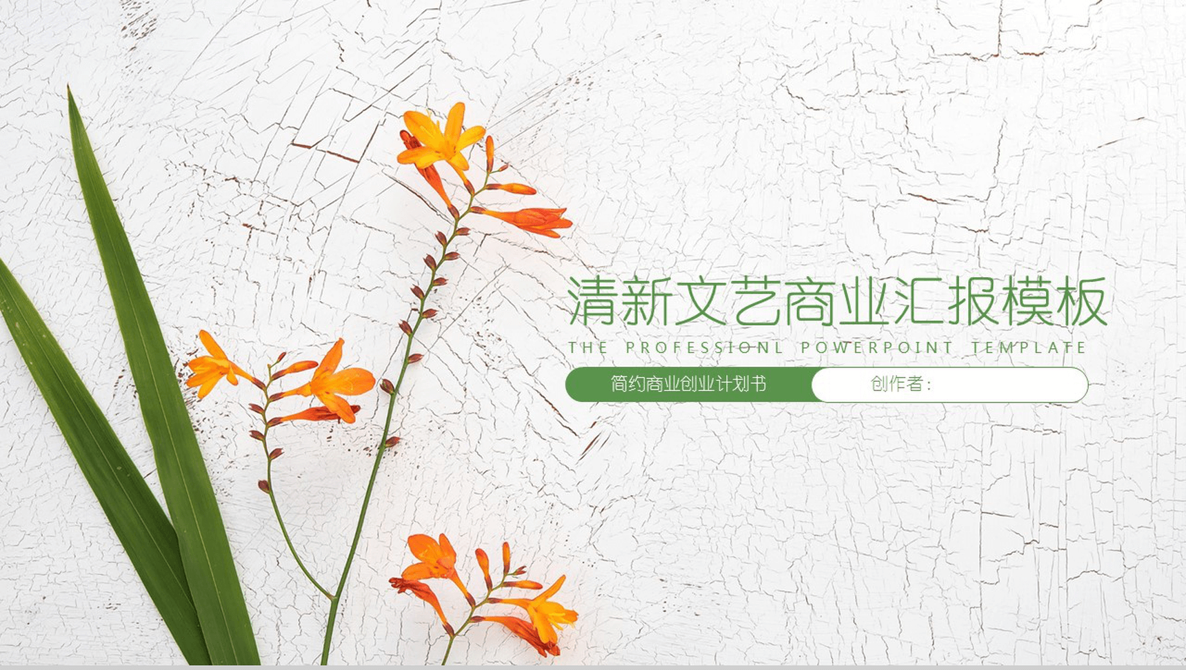 扁平化清新文艺商业汇报PPT模板-1