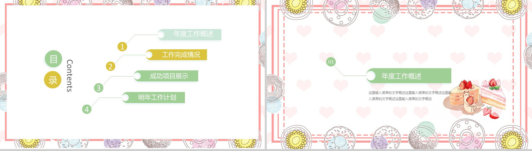 精美卡通唯美糕点甜品产品推广宣传总结计划PPT模板-2