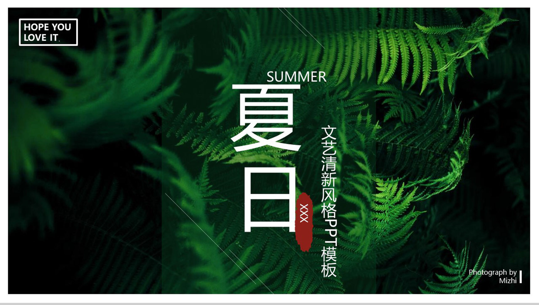 夏日文艺清新风格工作汇报PPT模板