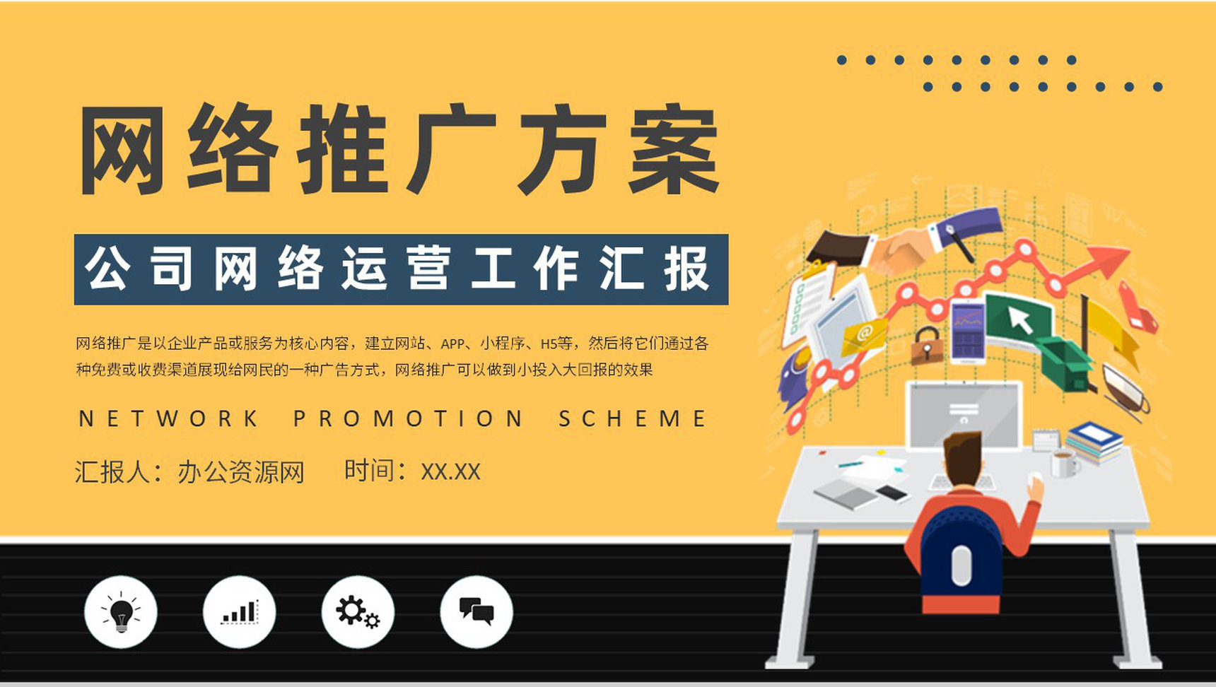网络推广方案总结公司网络运营工作宣传策划培训PPT模板