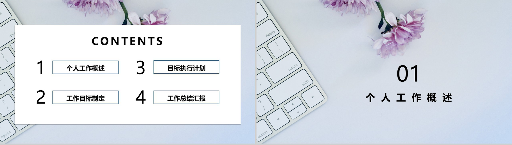 花朵工作规划职业规划蓝色淡雅PPT模板-2