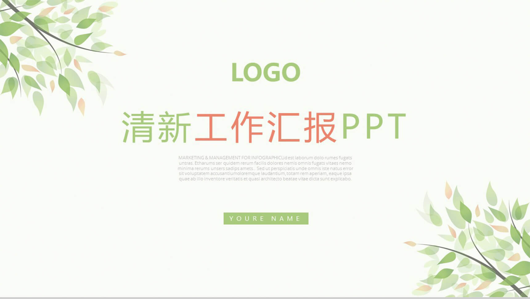 小清新工作总结汇报PPT模板