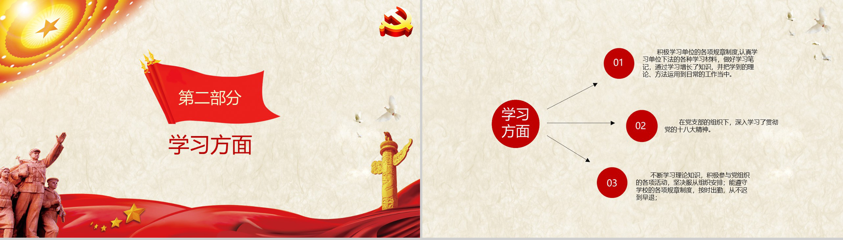 党员个人(自我)工作总结通用PPT模板-7