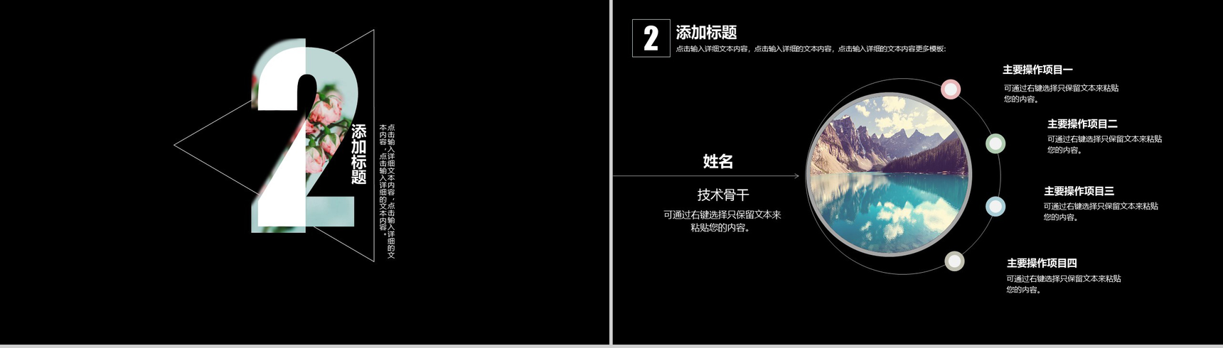 高端炫黑花瓣设计工作汇报新年计划PPT模板-5