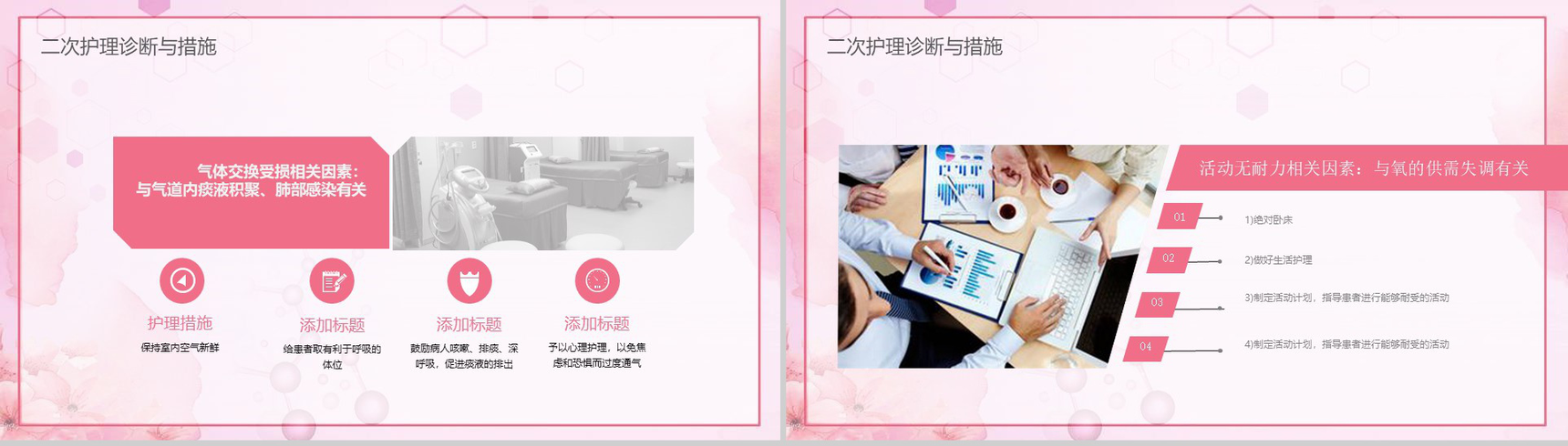 粉色护士医疗肺部感染护理查房PPT模版-11