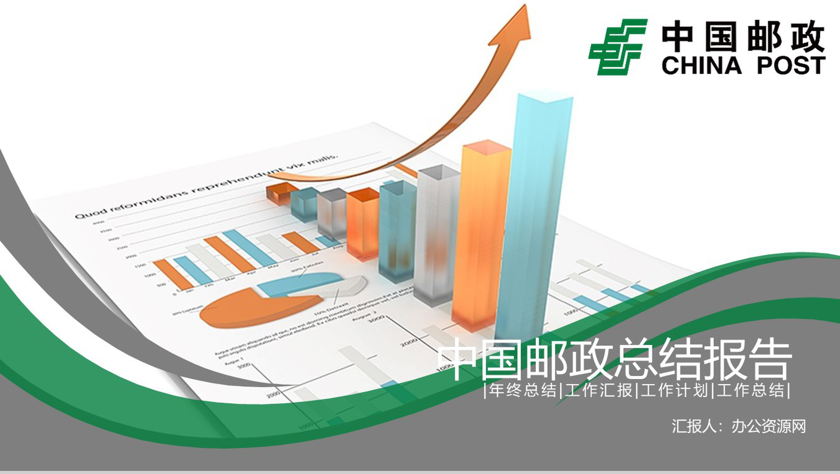 中国邮政总结报告工作总结PPT模板