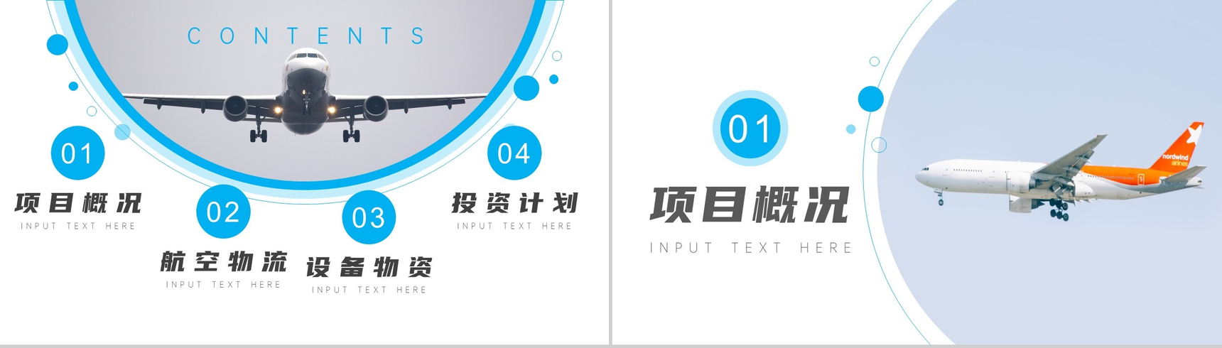 蓝白简洁航空物流项目计划总结PPT模板-2