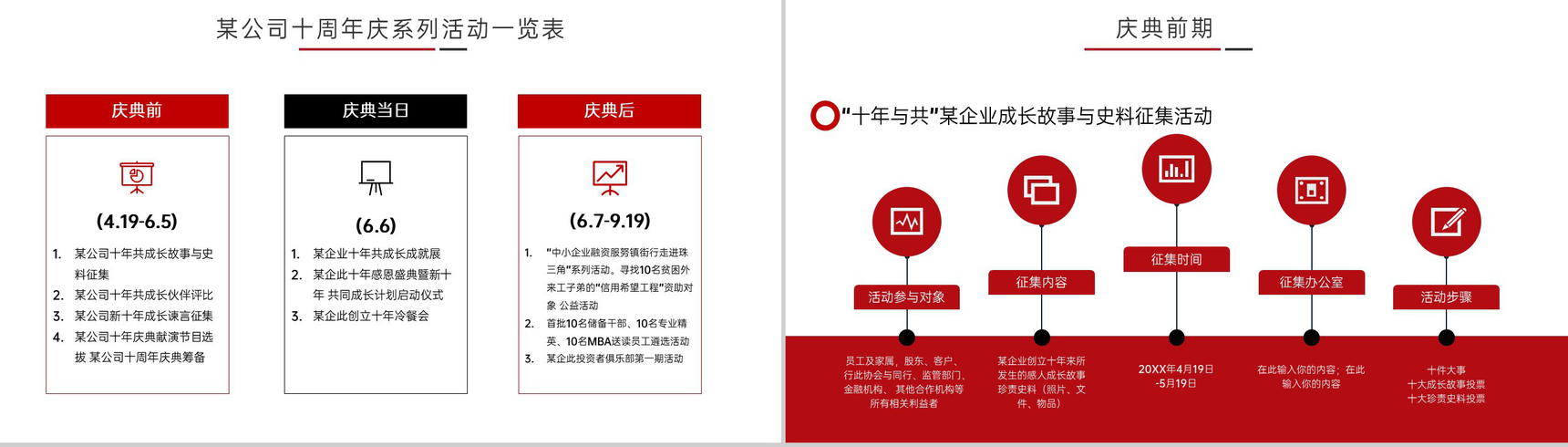 红黑撞色简约风公司10周年庆典活动策划方案PPT模板-7