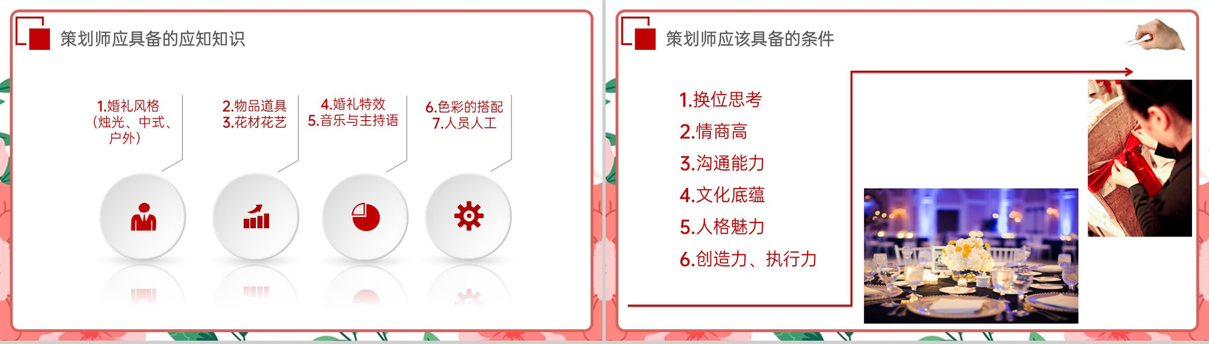 红色小清新婚礼策划师培训之什么是策划师PPT模板-9