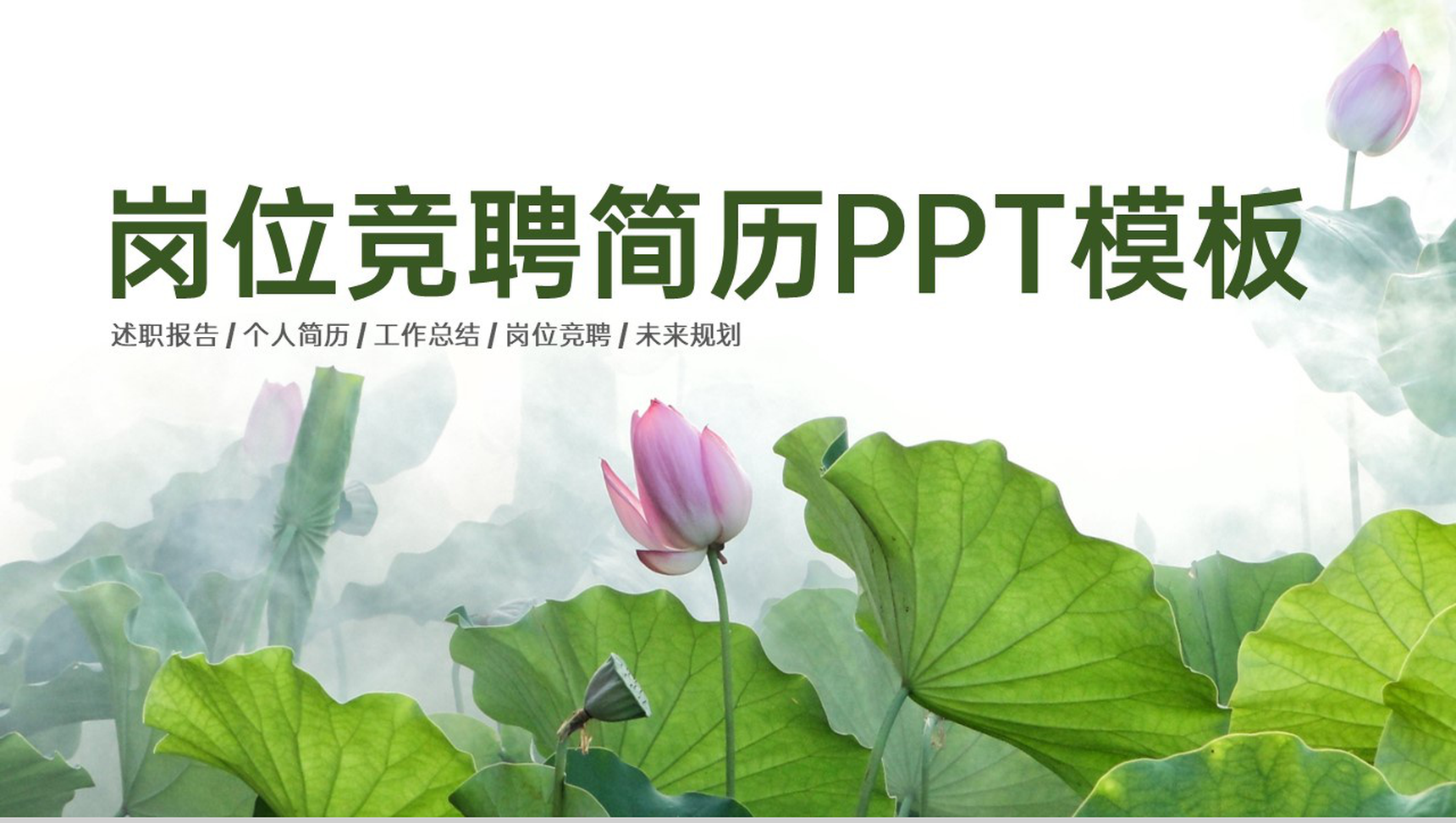 绿色清新风个人简历岗位经验竞聘PPT模板-1