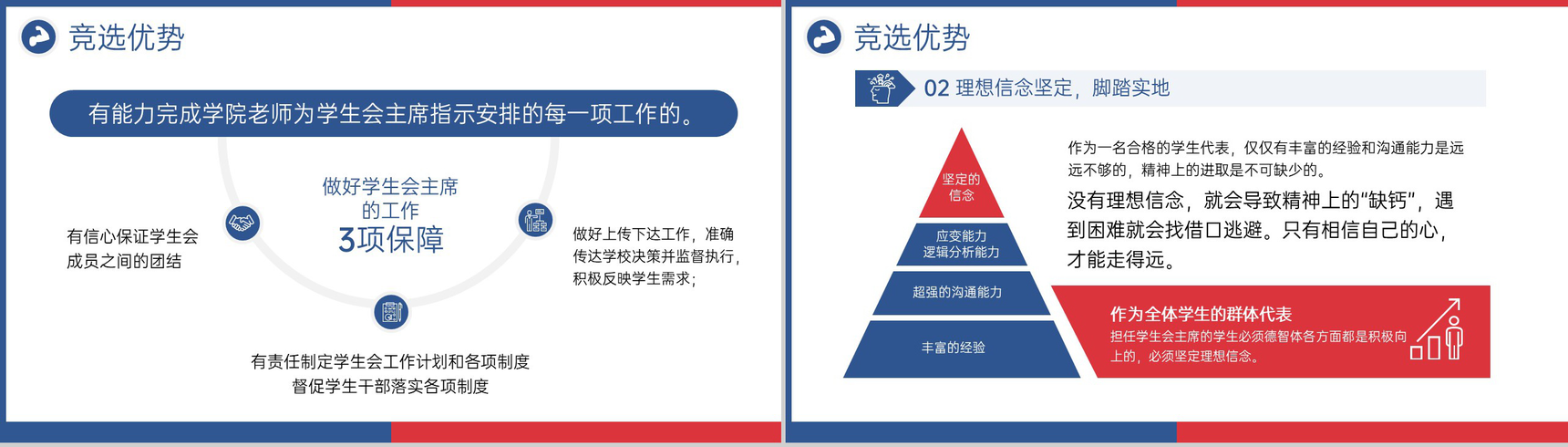 红蓝简洁学生会主席竞选个人简历自我介绍PPT模板-8