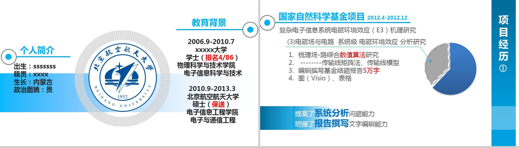 大气简约时尚蓝色个人求职竞聘简历自我介绍PPT模板-2