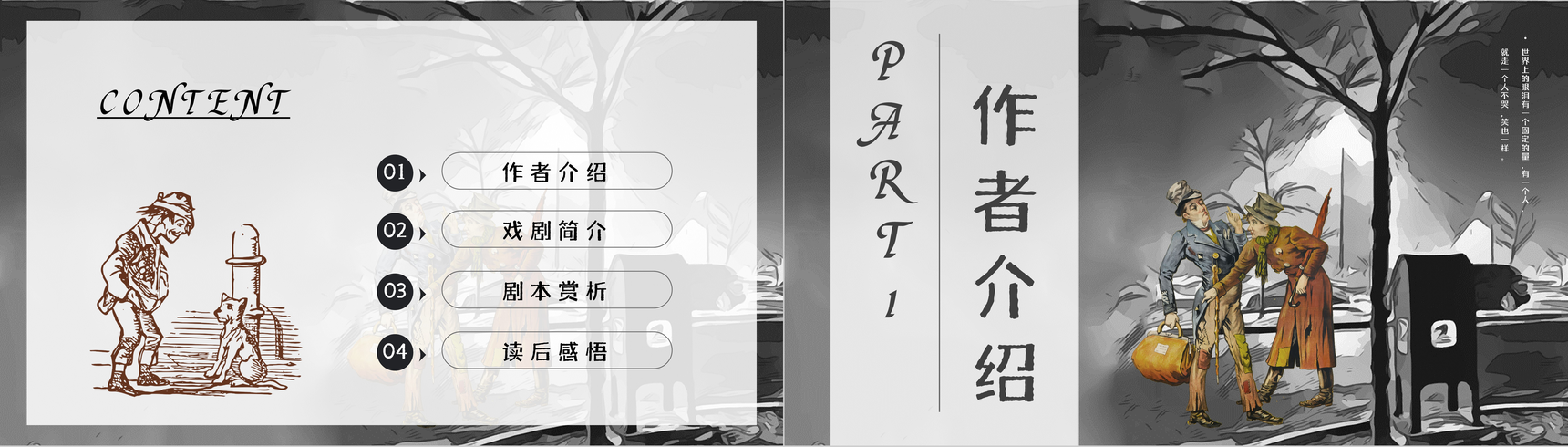 荒诞派戏剧塞缪尔贝克特所著《等待戈多》经典赏析读书心得交流分享PPT模板-2