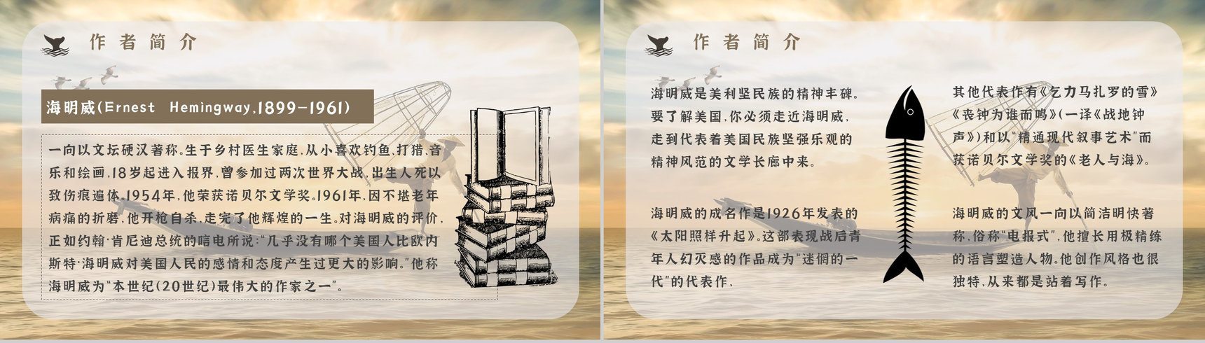 小说阅读心得体会美国作家海明威所著《老人与海》交流分享PPT模板-4