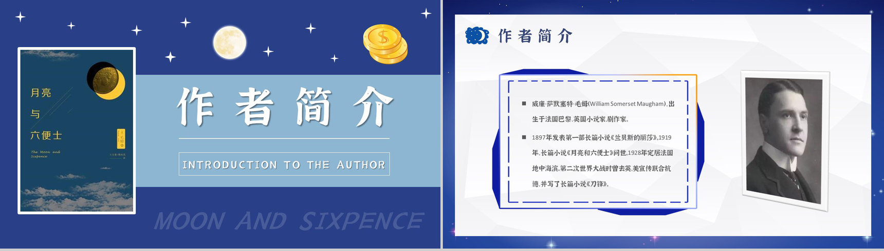《月亮与六便士》小说家毛姆文学著作推荐读书心得体会交流分享PPT模板-2