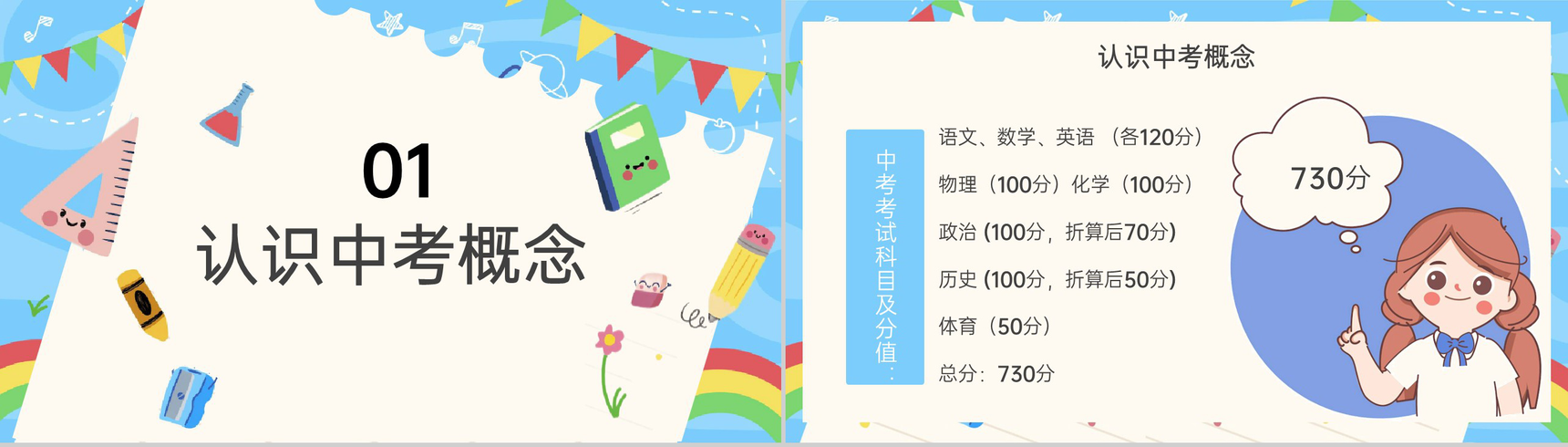 蓝色卡通风开学季初三开学第一课学习规划PPT模板-3