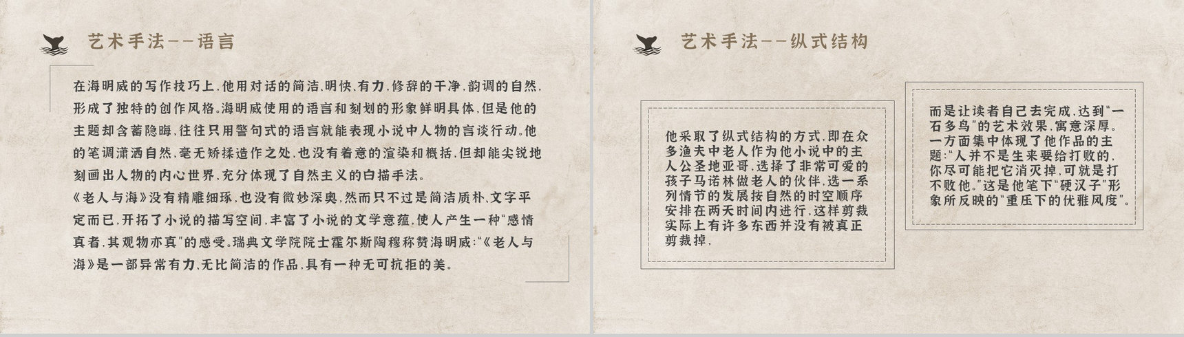 知识点梳理教育培训海明威《老人与海》艺术特色名著PPT模板-9