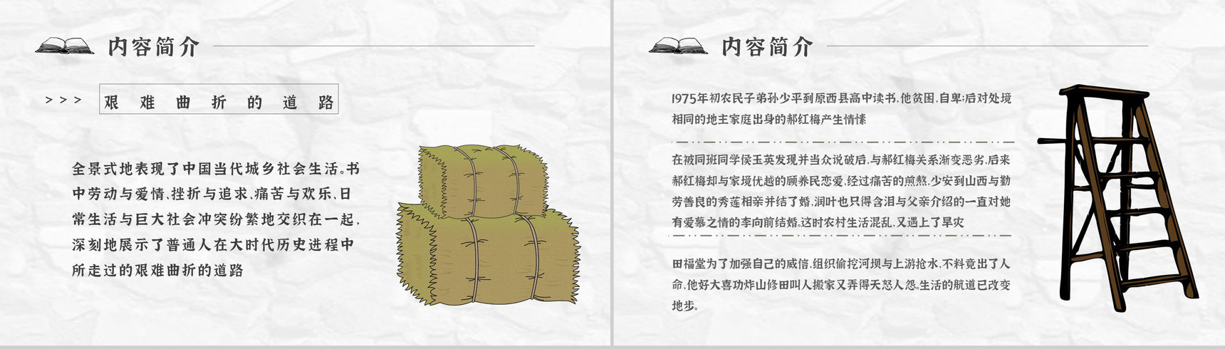 读书分享《平凡的世界》作品简介名著读后感PPT模板-5