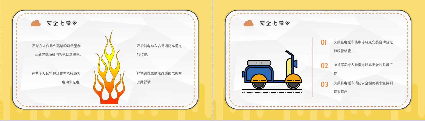 电动车消防安全知识防范安全七严禁电瓶车安全五条PPT模板-7