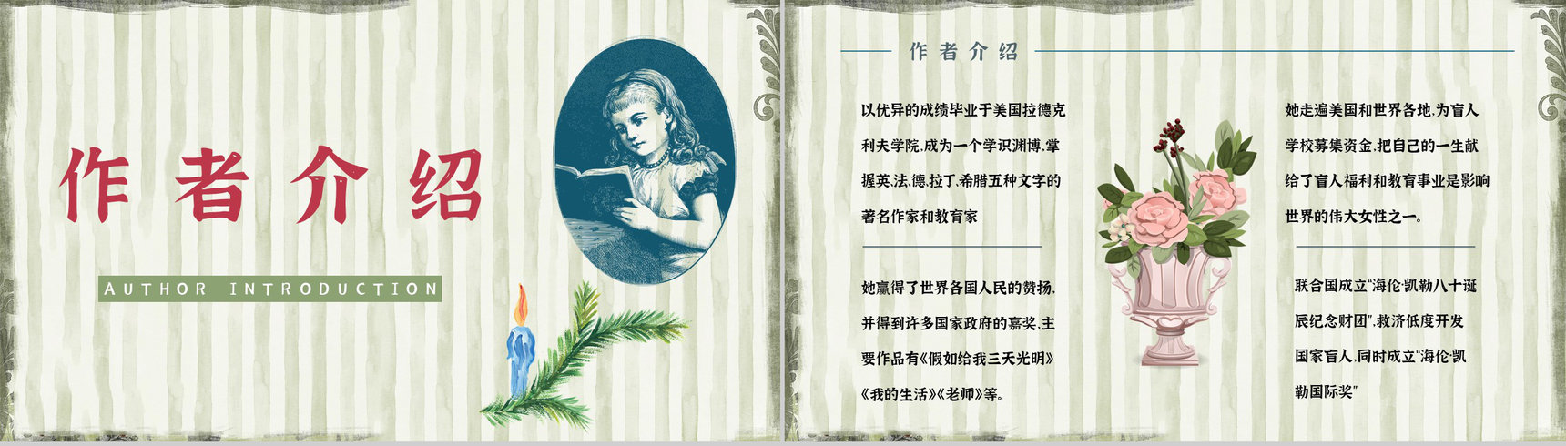 教育教学《假如给我三天光明》作品简介好词好句摘抄整理PPT模板-4