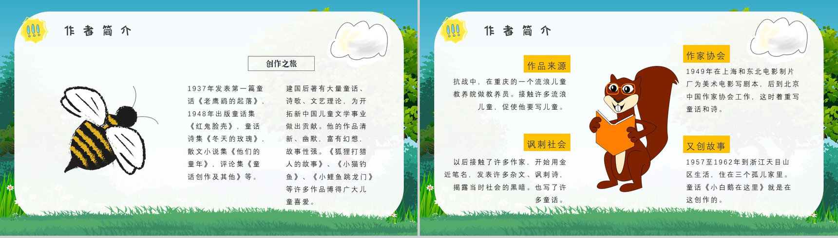 教育培训金近《狐狸打猎人》作者简介心得体会PPT模板-3