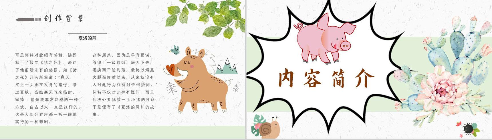 《夏洛的网》内容作者简介怀特读书分享名著逻辑梳理PPT模板-5