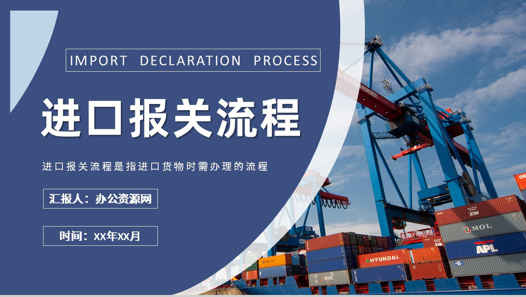 进口报关流程基础知识培训企业外贸业务情况汇报PPT模板