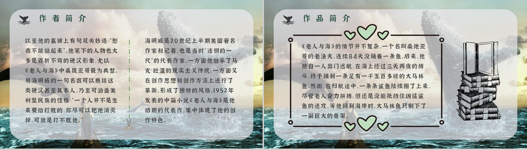 读书笔记《老人与海》海明威整理知识梳理培训国外经典中篇小说PPT模板-5