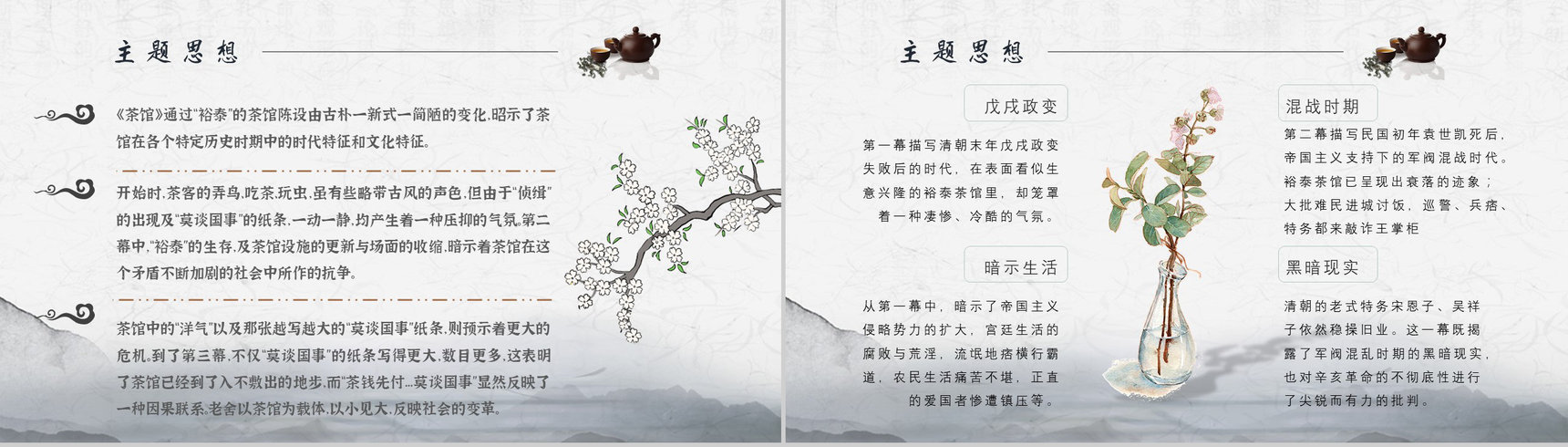 中学必读名著导读老舍《茶馆》作品内容简介心得体会PPT模板-11