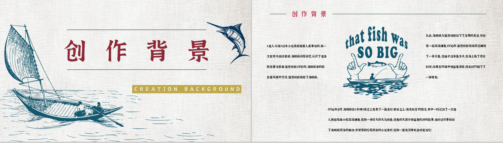 美国作家海明威所著《老人与海》小说阅读心得体会交流分享PPT模板-5
