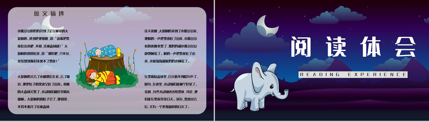 中学生必读文学作品《吃黑夜的大象》绘本鉴赏阅读体会梳理PPT模板-4