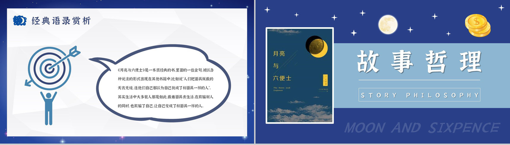 《月亮与六便士》小说家毛姆文学著作推荐读书心得体会交流分享PPT模板-13