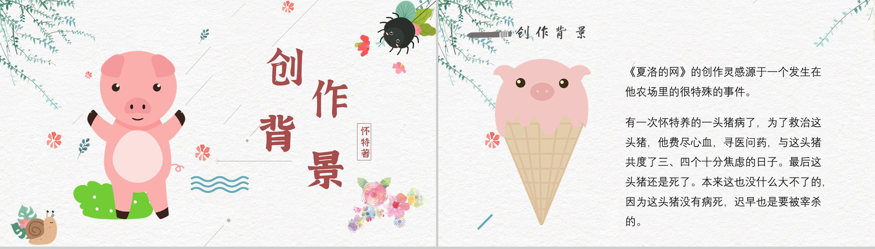 寓言故事《夏洛的网》人物分析怀特教师备课心得体会PPT模板-2