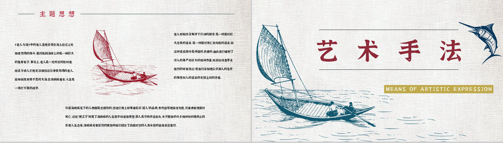 美国作家海明威所著《老人与海》小说阅读心得体会交流分享PPT模板-8